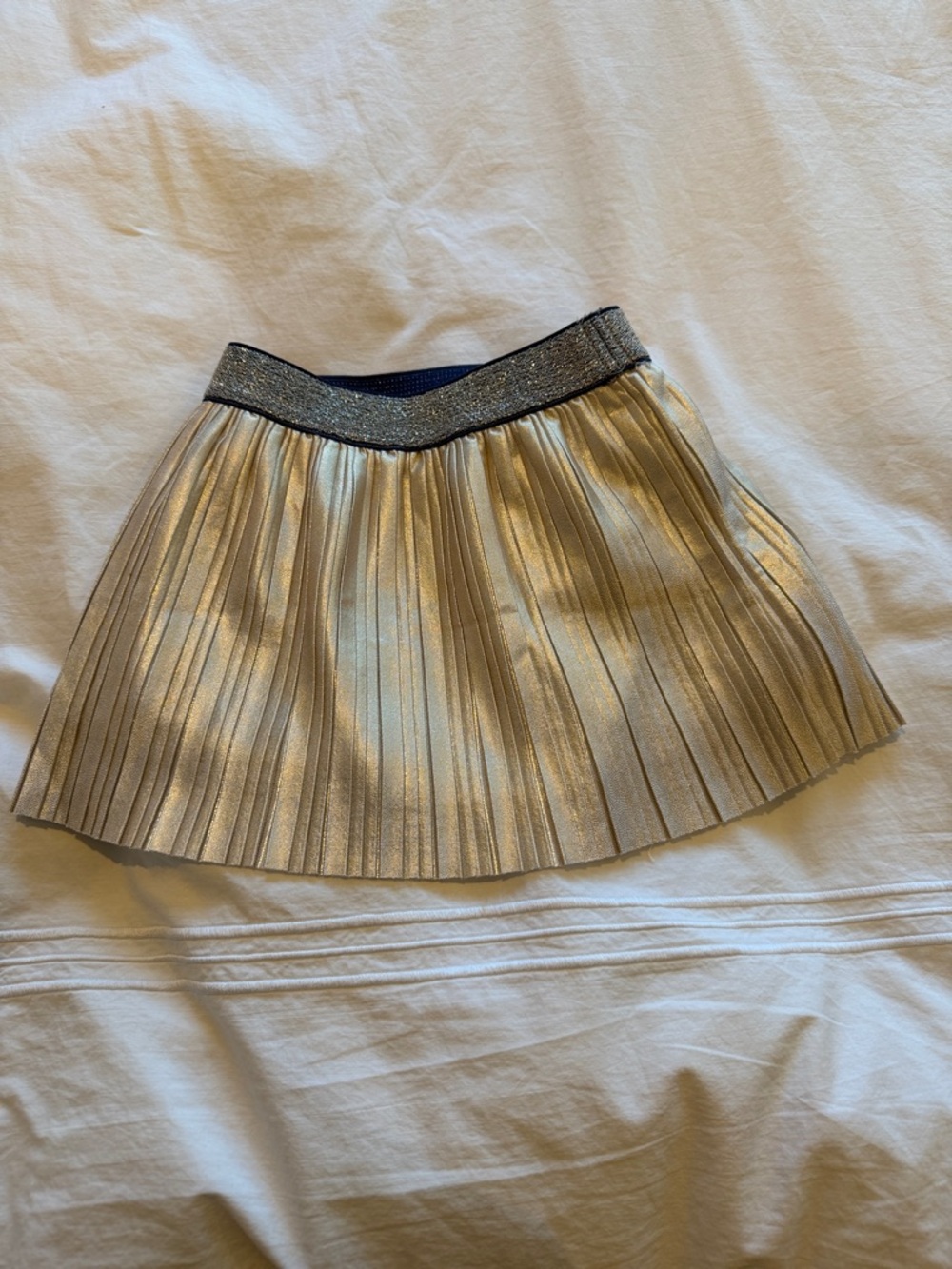 kate spade Metallic Gold Pleated Skirt with Sparkle Waistband